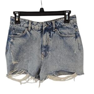 Zara Size 6 Blue Distressed Jean Shorts High Rise